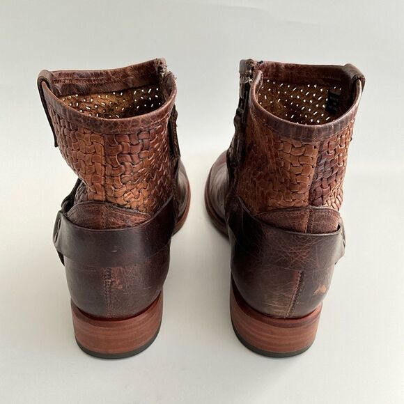 Sonora Isabella Leather Western Distressed Ankle Boots Brown 10 - Picture 7 of 12